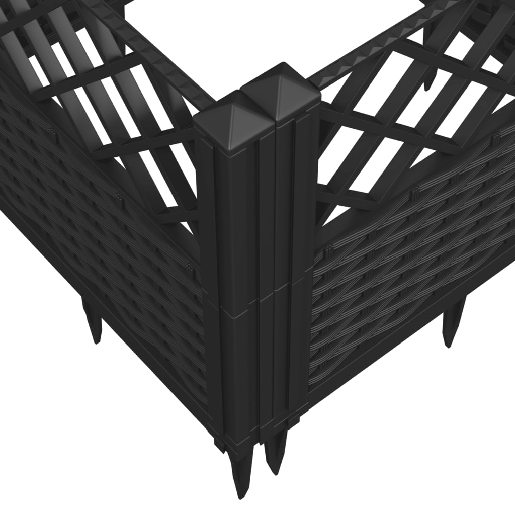 vidaXL Jardinière avec piquets noir 123,5x43,5x43,5 cm PP
