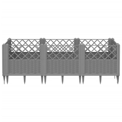 vidaXL Jardinière avec piquets gris clair 123,5x43,5x43,5 cm PP