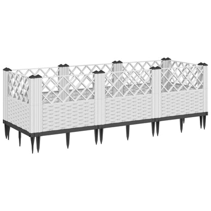 vidaXL Jardinière avec piquets blanc 123,5x43,5x43,5 cm PP