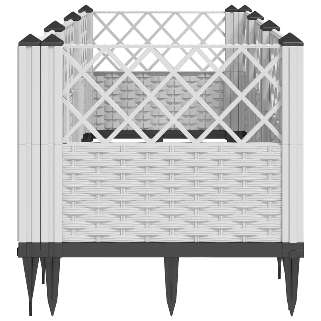 vidaXL Jardinière avec piquets blanc 123,5x43,5x43,5 cm PP