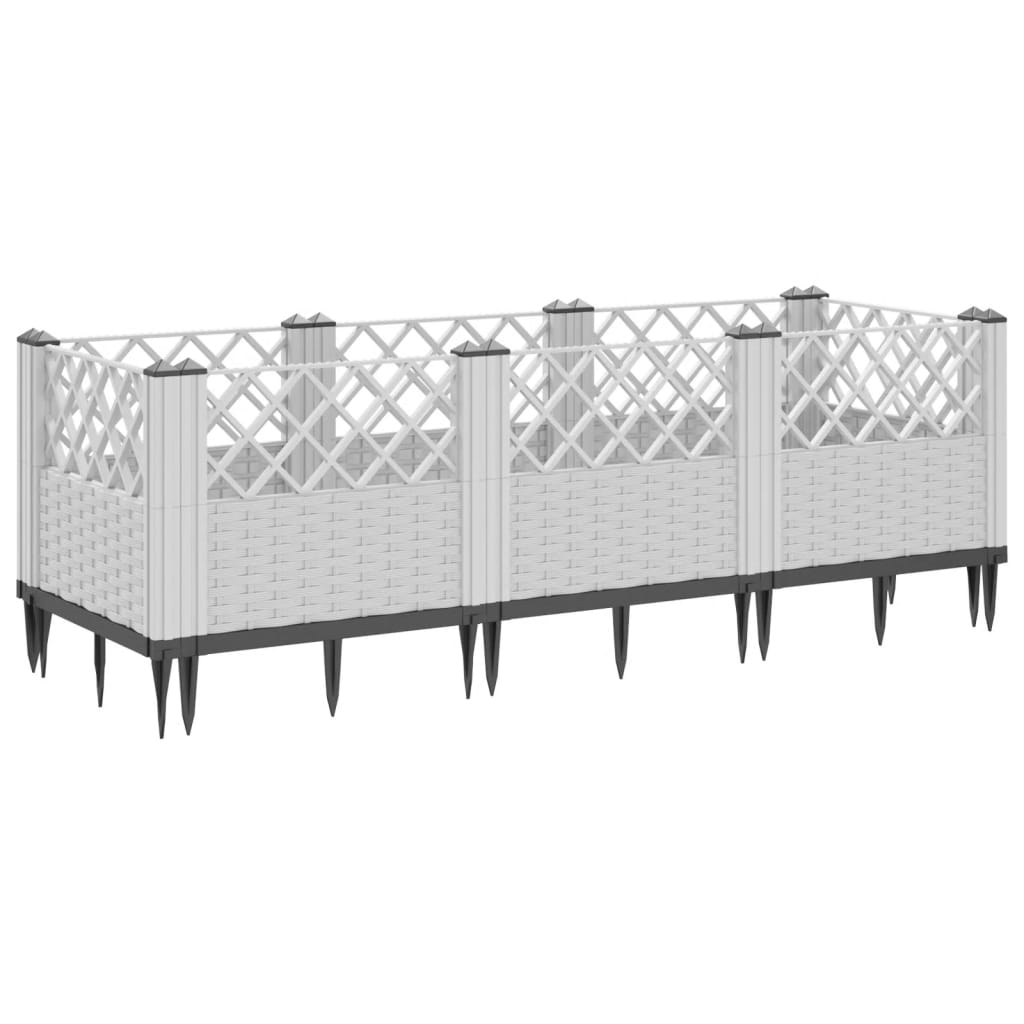 vidaXL Jardinière avec piquets blanc 123,5x43,5x43,5 cm PP