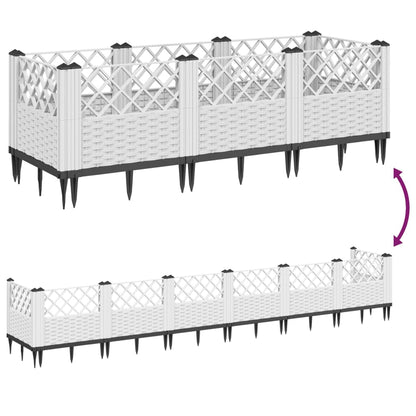 vidaXL Jardinière avec piquets blanc 123,5x43,5x43,5 cm PP