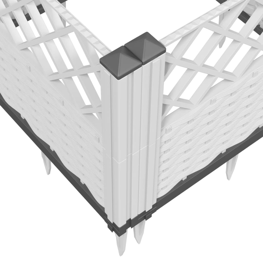 vidaXL Jardinière avec piquets blanc 123,5x43,5x43,5 cm PP