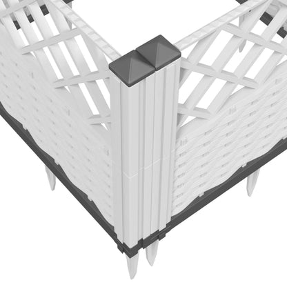 vidaXL Jardinière avec piquets blanc 123,5x43,5x43,5 cm PP