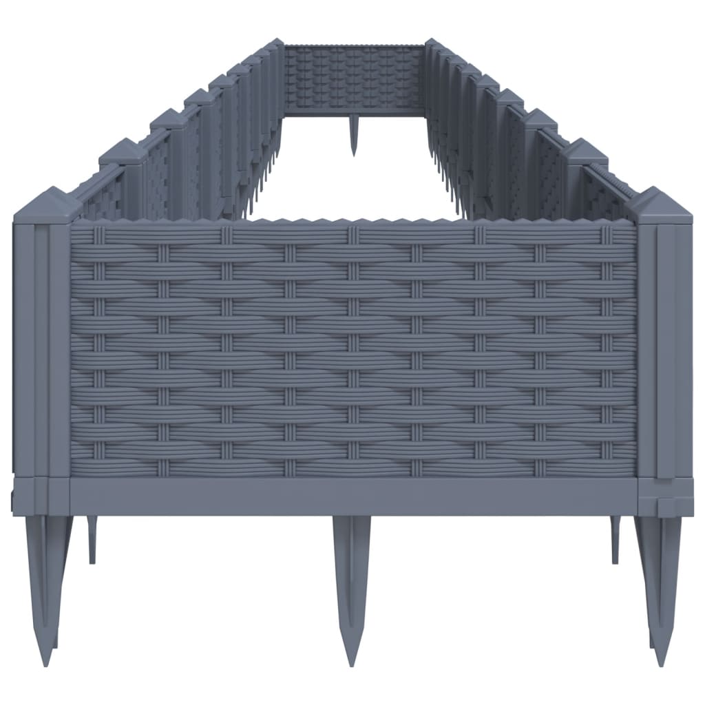 vidaXL Jardinière avec piquets gris 362,5x42,5x28,5 cm PP