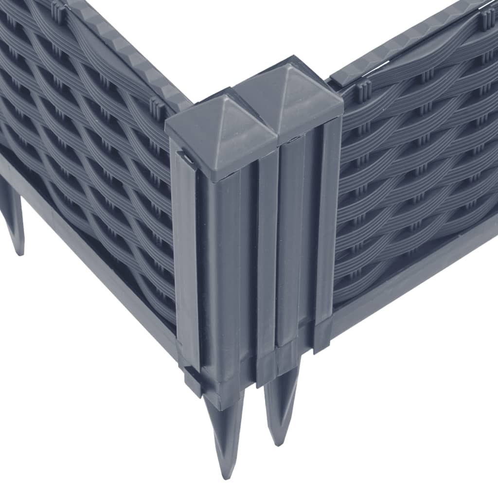 vidaXL Jardinière avec piquets gris 362,5x42,5x28,5 cm PP