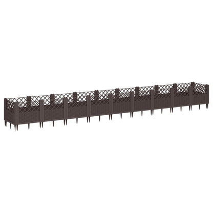 vidaXL Jardinière avec piquets marron 363,5x43,5x43,5 cm PP