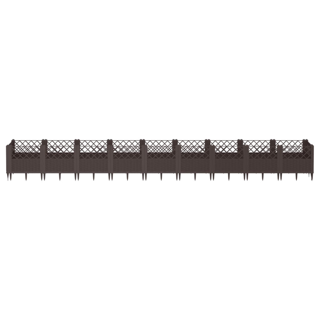 vidaXL Jardinière avec piquets marron 363,5x43,5x43,5 cm PP