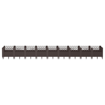 vidaXL Jardinière avec piquets marron 363,5x43,5x43,5 cm PP
