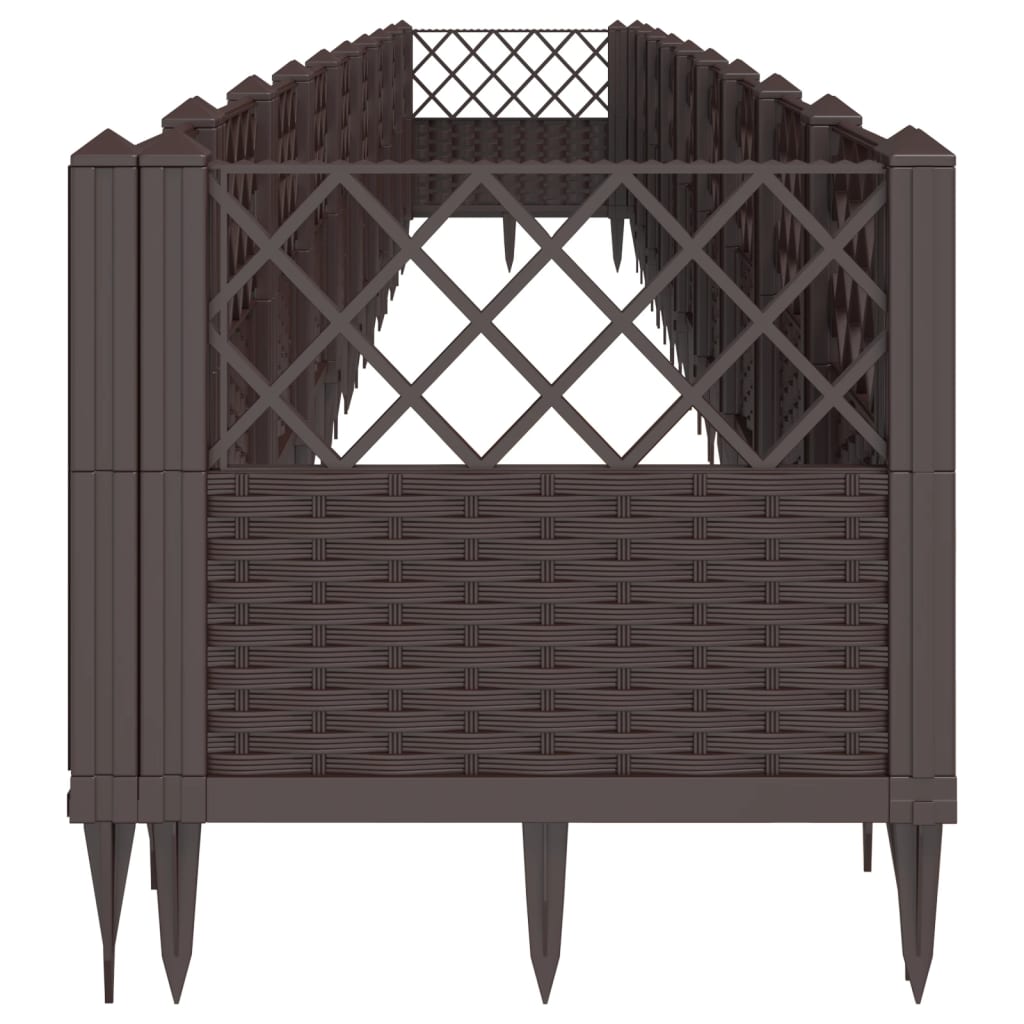 vidaXL Jardinière avec piquets marron 363,5x43,5x43,5 cm PP