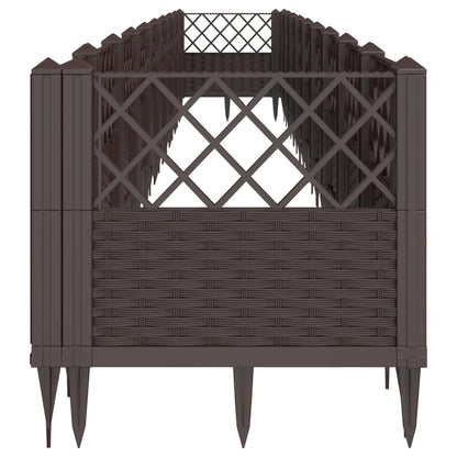 vidaXL Jardinière avec piquets marron 363,5x43,5x43,5 cm PP