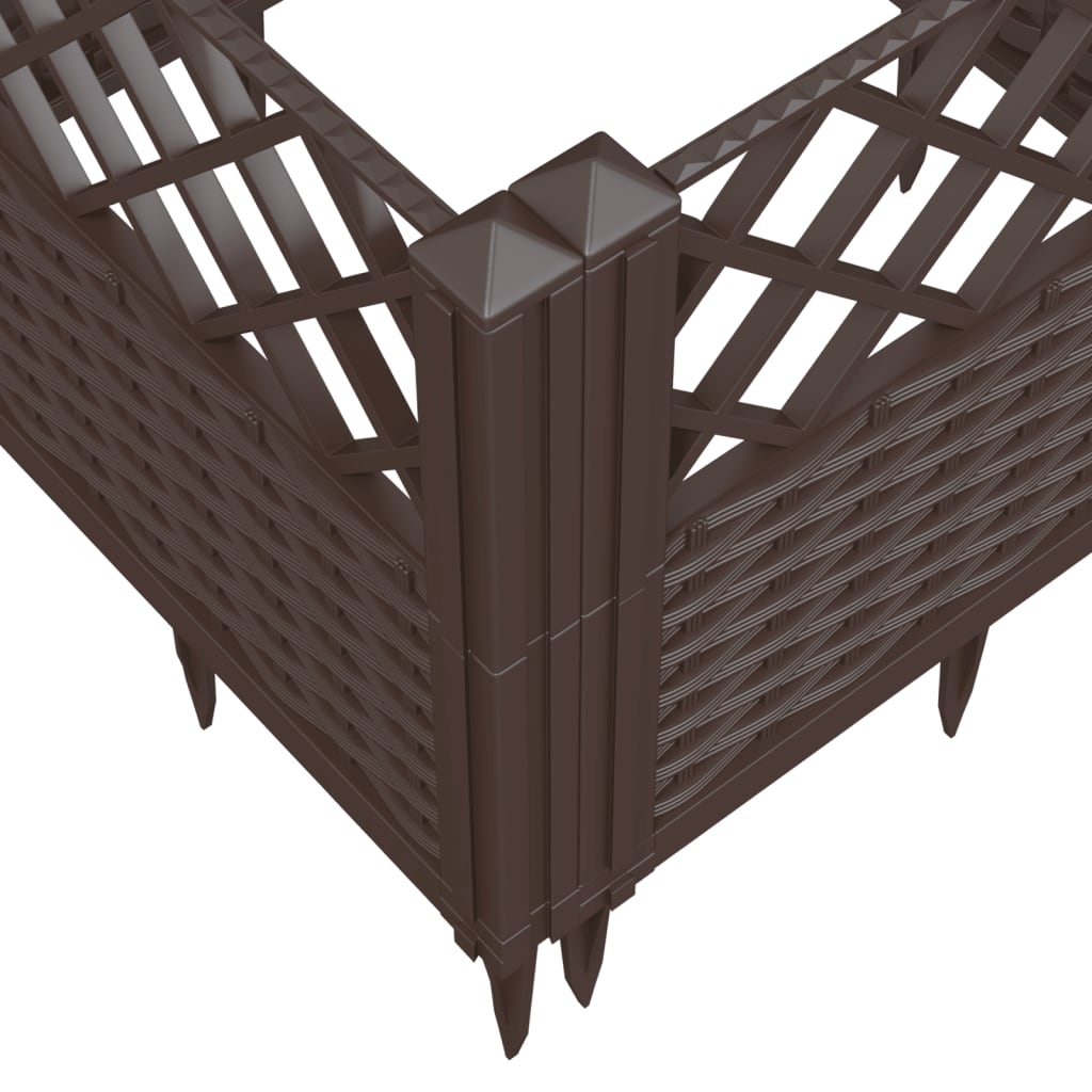 vidaXL Jardinière avec piquets marron 363,5x43,5x43,5 cm PP