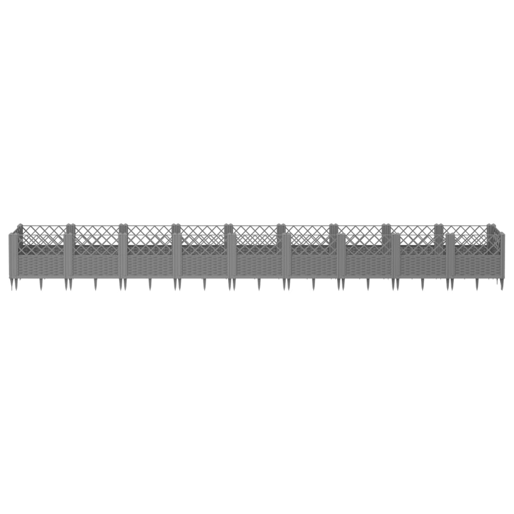 vidaXL Jardinière avec piquets gris clair 363,5x43,5x43,5 cm PP