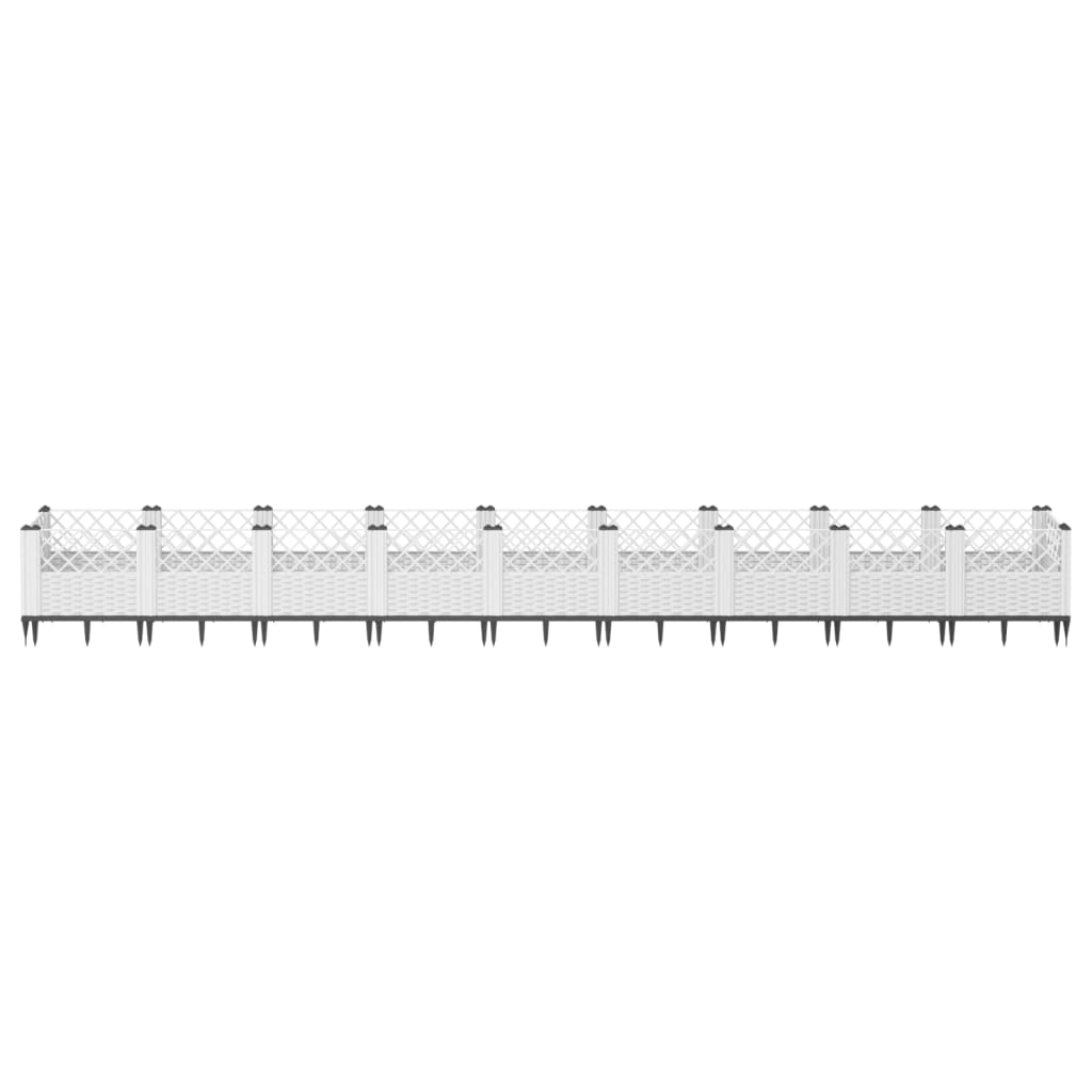 vidaXL Jardinière avec piquets blanc 363,5x43,5x43,5 cm PP