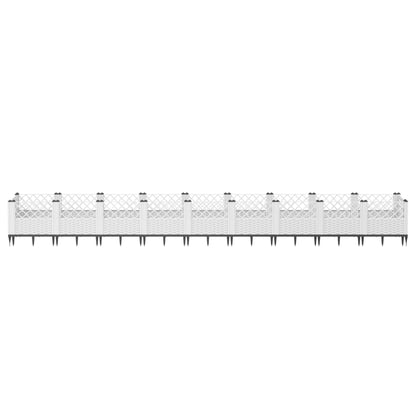 vidaXL Jardinière avec piquets blanc 363,5x43,5x43,5 cm PP
