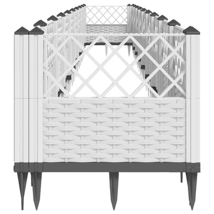 vidaXL Jardinière avec piquets blanc 363,5x43,5x43,5 cm PP
