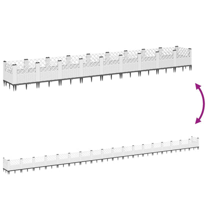 vidaXL Jardinière avec piquets blanc 363,5x43,5x43,5 cm PP