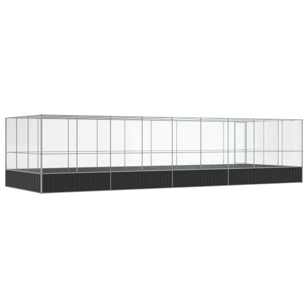 vidaXL Volière avec extension argenté 932x307x212 cm acier