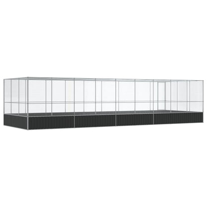 vidaXL Volière avec extension argenté 932x307x212 cm acier