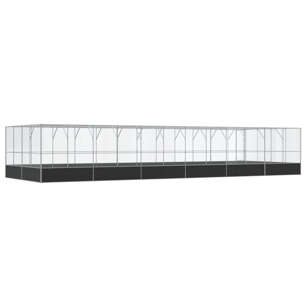 vidaXL Volière avec extension argenté 1246x414x212 cm acier