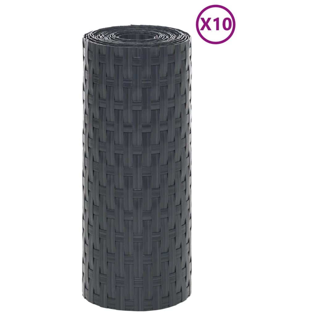 vidaXL Paravents de balcon 10 pcs anthracite 255x19 cm résine tressée