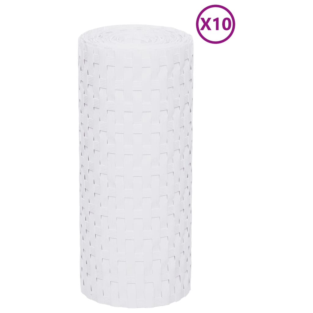 vidaXL Paravents de balcon 10 pcs blanc 255x19 cm résine tressée