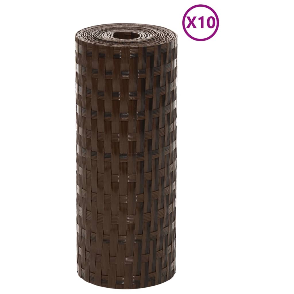 vidaXL Paravents de balcon 10pcs marron et noir 255x19cm résine tressé