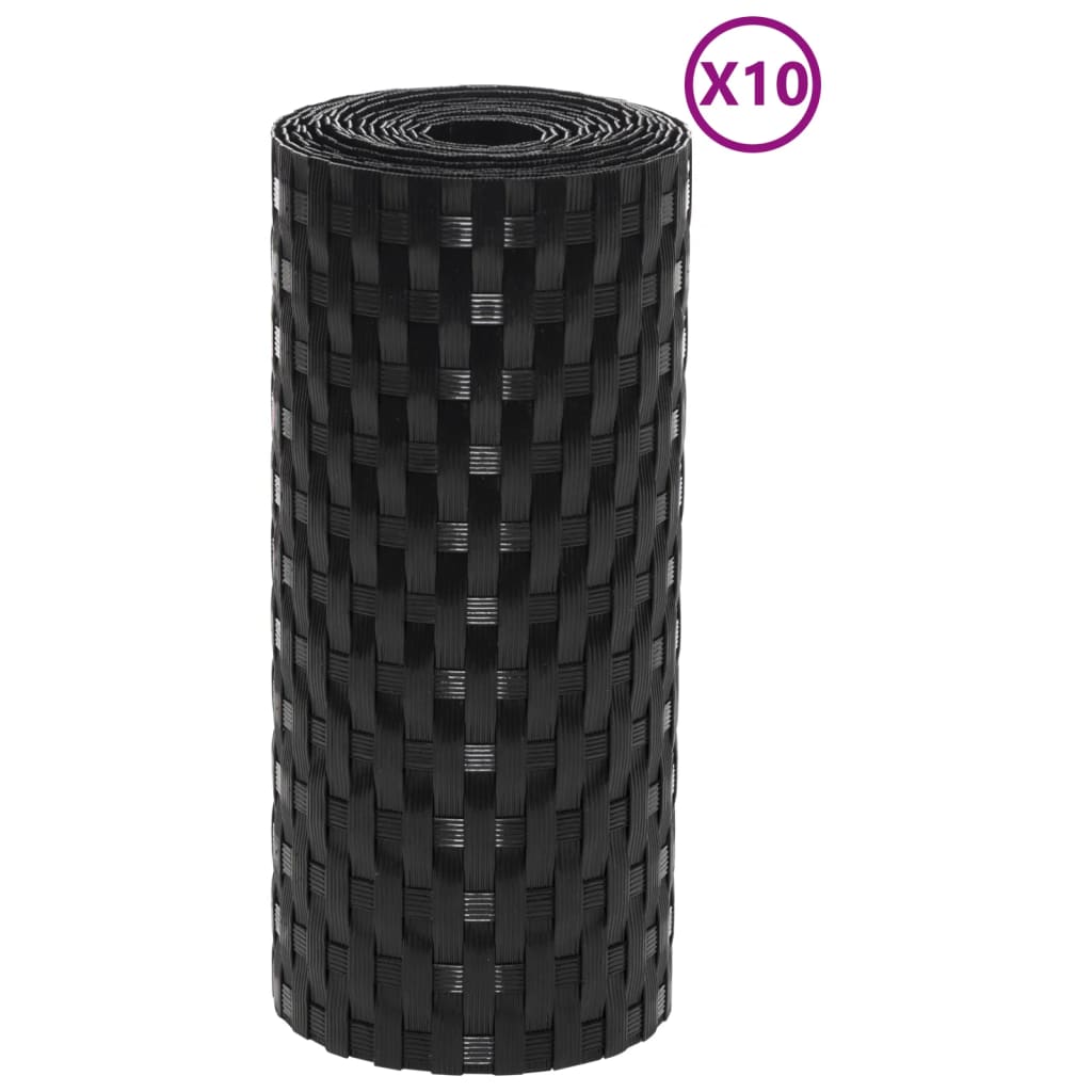 vidaXL Paravents de balcon 10 pcs noir 255x19 cm résine tressée