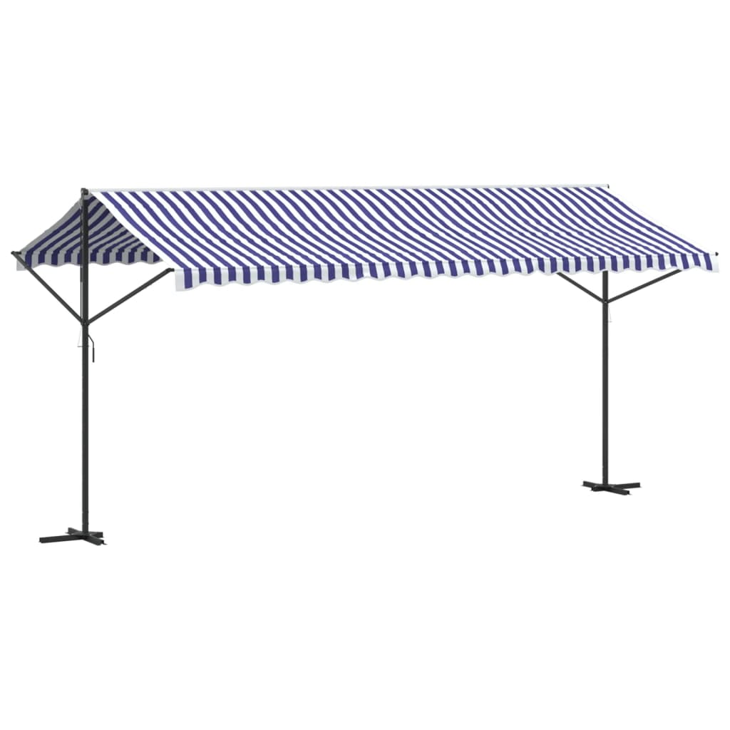 vidaXL Auvent autoportant bleu et blanc 500x300 cm tissu et acier