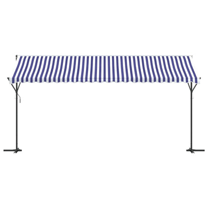 vidaXL Auvent autoportant bleu et blanc 500x300 cm tissu et acier