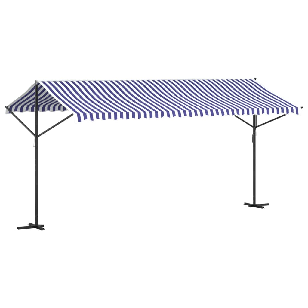 vidaXL Auvent autoportant bleu et blanc 500x300 cm tissu et acier