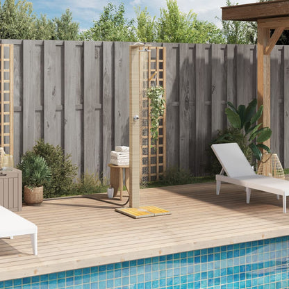vidaXL Douche d'extérieur beige 50x55x224cm résine tressée bois acacia
