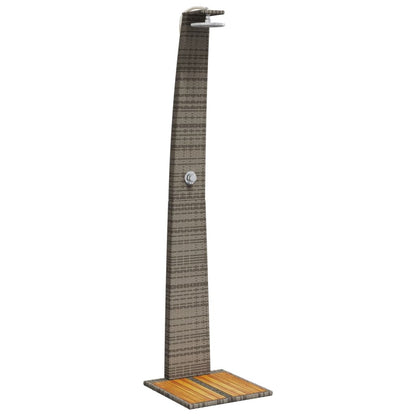 vidaXL Douche d'extérieur gris 55x60x224 cm résine tressée bois acacia