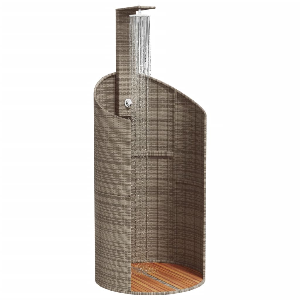 vidaXL Douche d'extérieur gris 100x100x241,5 cm poly rotin bois acacia