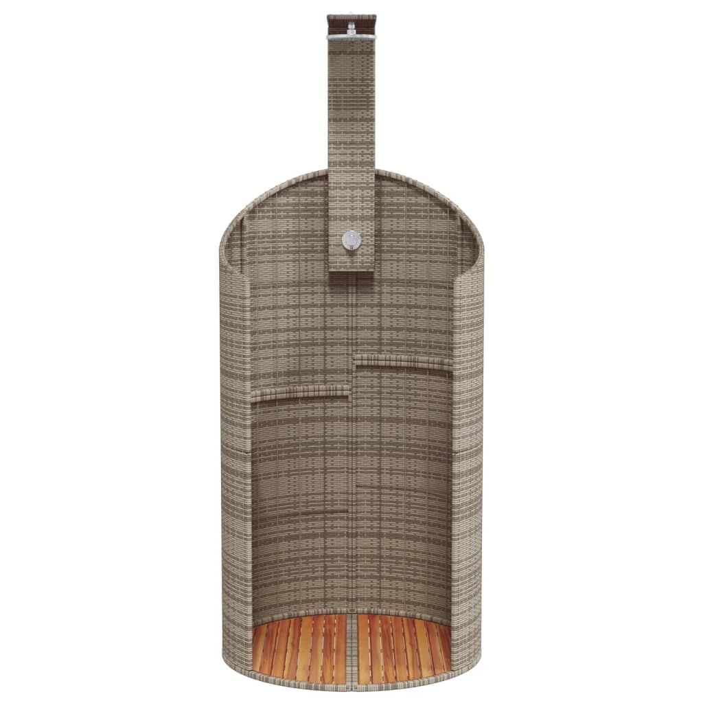 vidaXL Douche d'extérieur gris 100x100x241,5 cm poly rotin bois acacia