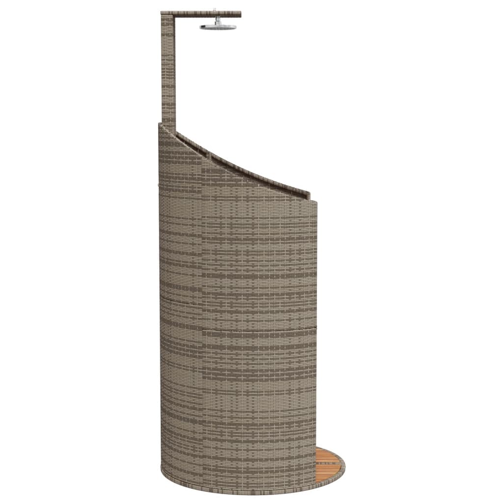 vidaXL Douche d'extérieur gris 100x100x241,5 cm poly rotin bois acacia
