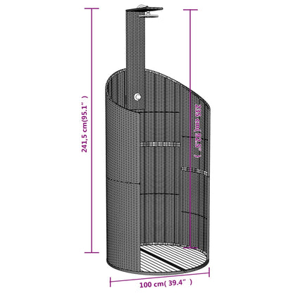 vidaXL Douche d'extérieur gris 100x100x241,5 cm poly rotin bois acacia