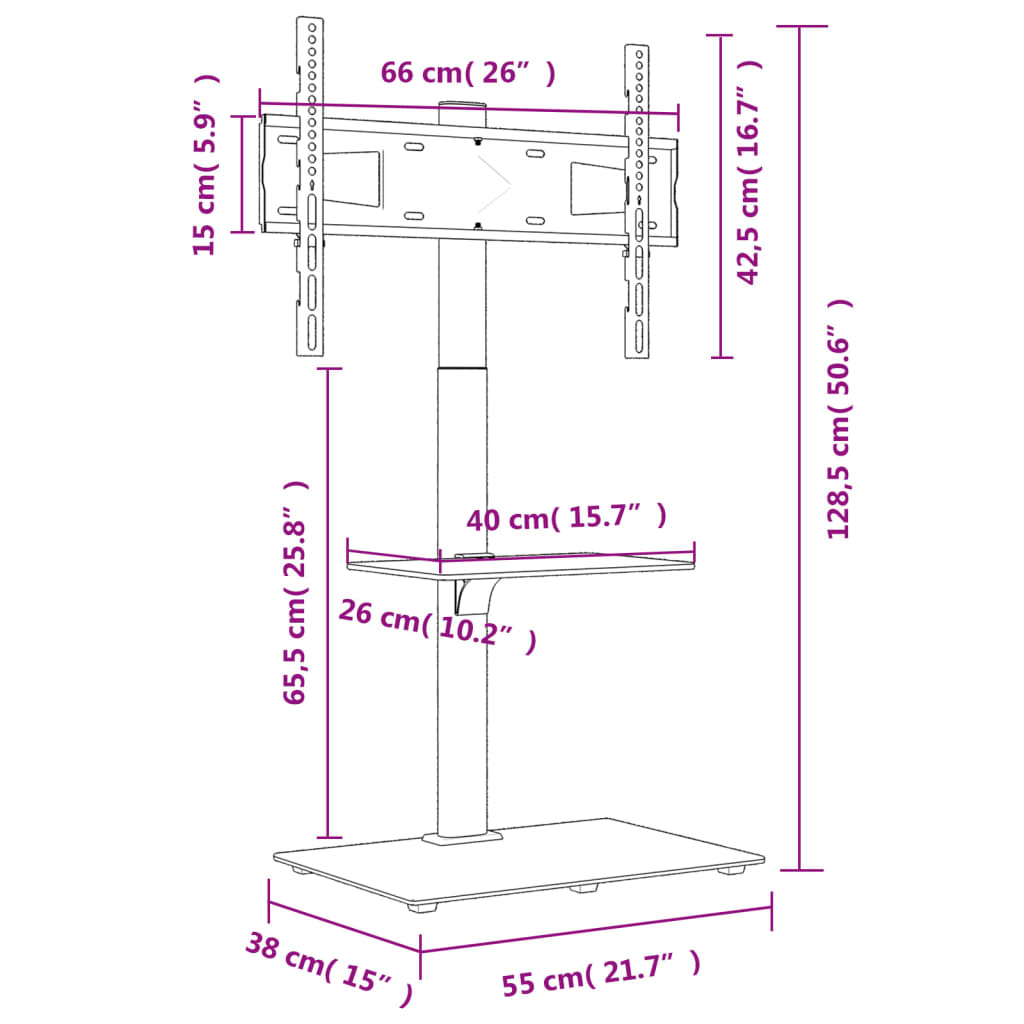 vidaXL Meuble TV d'angle 2 niveaux pour 32-65 pouces noir