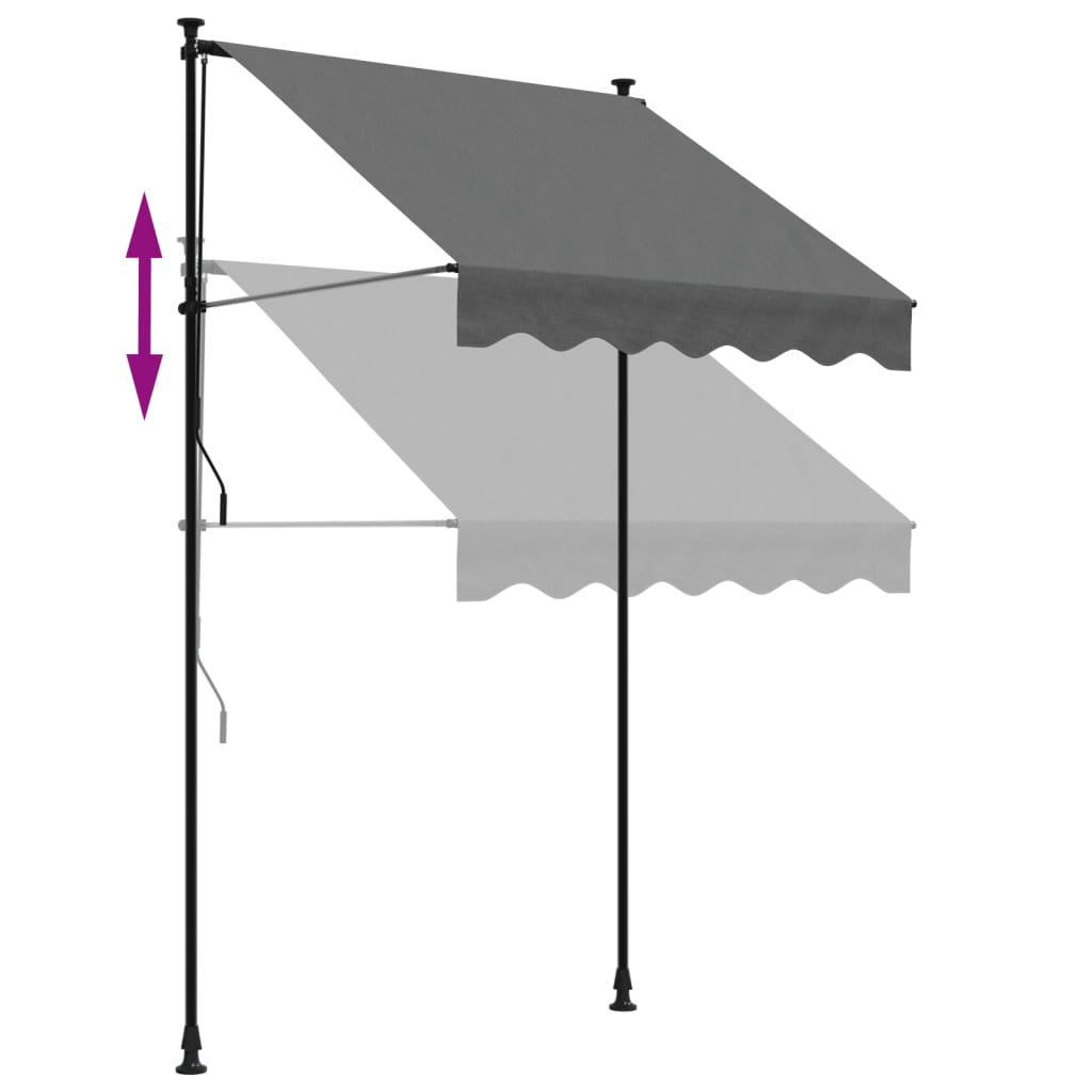 vidaXL Auvent rétractable anthracite 150x150 m tissu et acier
