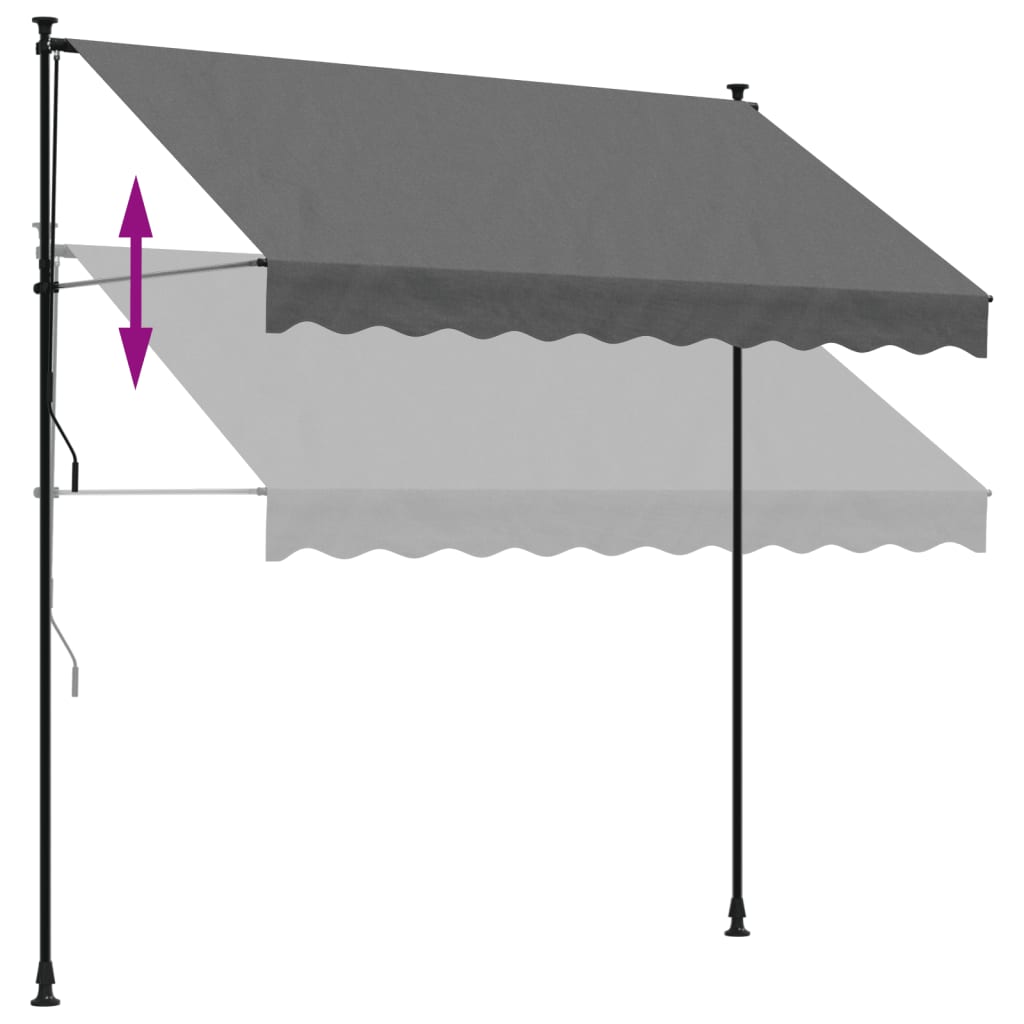 vidaXL Auvent rétractable anthracite 250x150 m tissu et acier