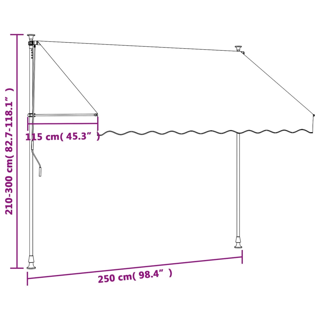 vidaXL Auvent rétractable anthracite 250x150 m tissu et acier