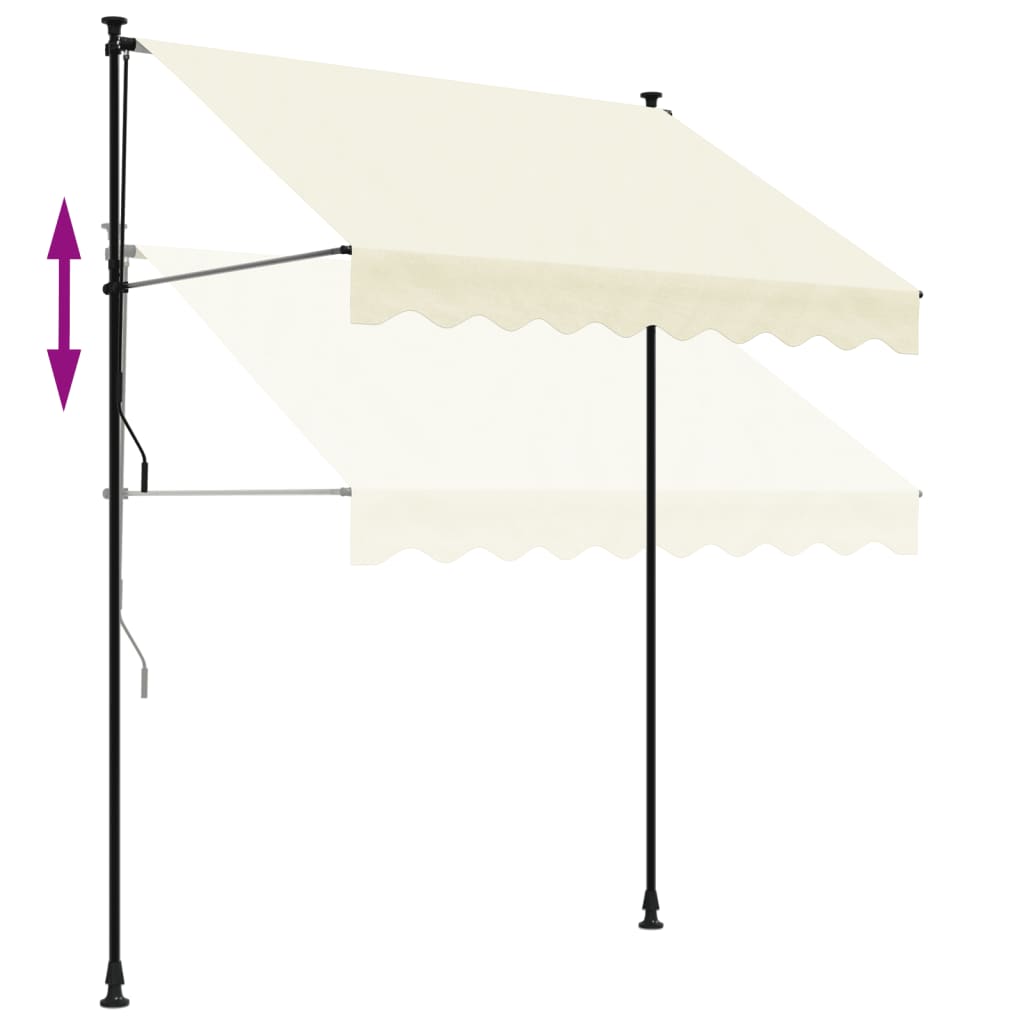 vidaXL Auvent rétractable crème 200x150 m tissu et acier