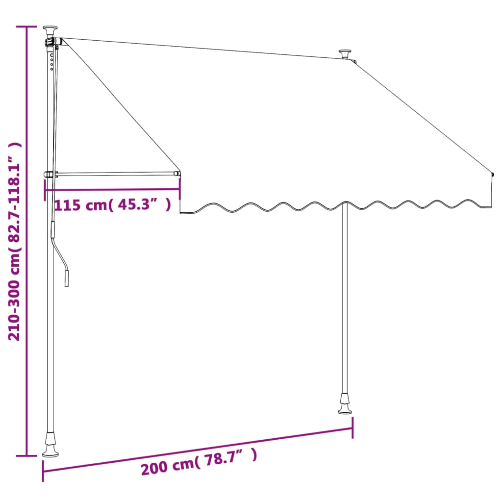 vidaXL Auvent rétractable crème 200x150 m tissu et acier