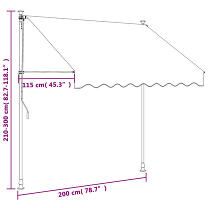 vidaXL Auvent rétractable crème 200x150 m tissu et acier