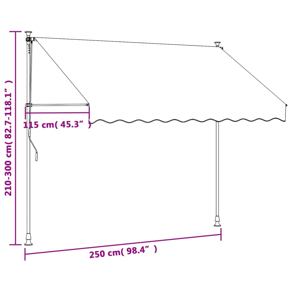 vidaXL Auvent rétractable crème 250x150 m tissu et acier