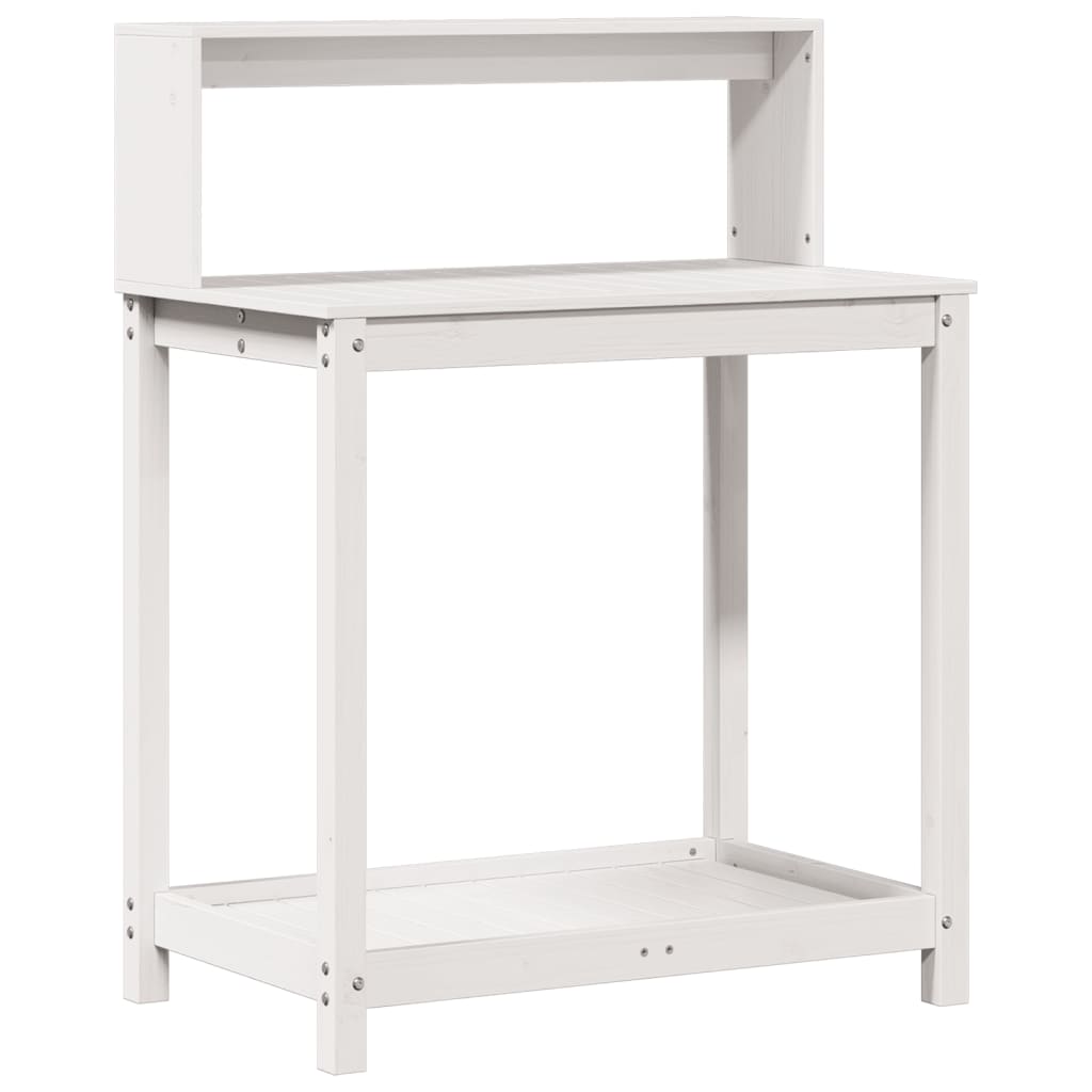 vidaXL Table de rempotage avec étagères blanc bois massif de pin