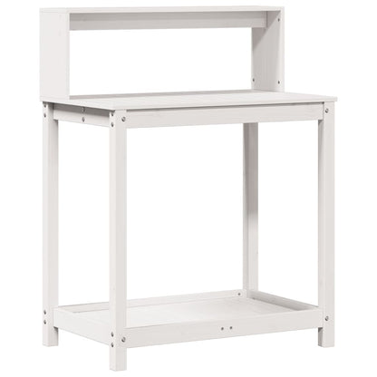 vidaXL Table de rempotage avec étagères blanc bois massif de pin