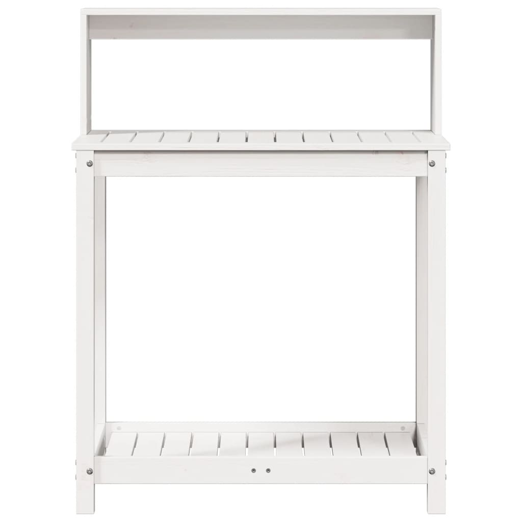 vidaXL Table de rempotage avec étagères blanc bois massif de pin