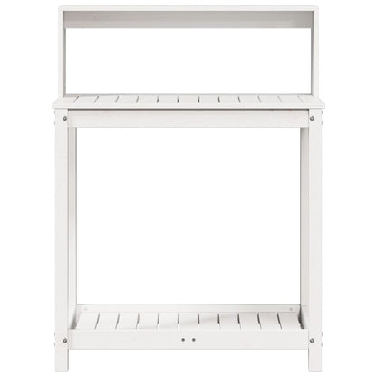 vidaXL Table de rempotage avec étagères blanc bois massif de pin