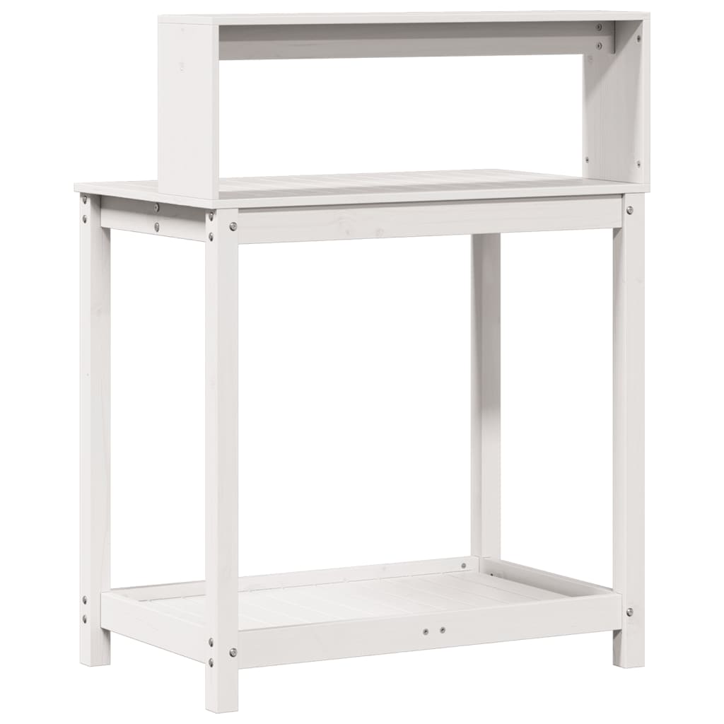 vidaXL Table de rempotage avec étagères blanc bois massif de pin